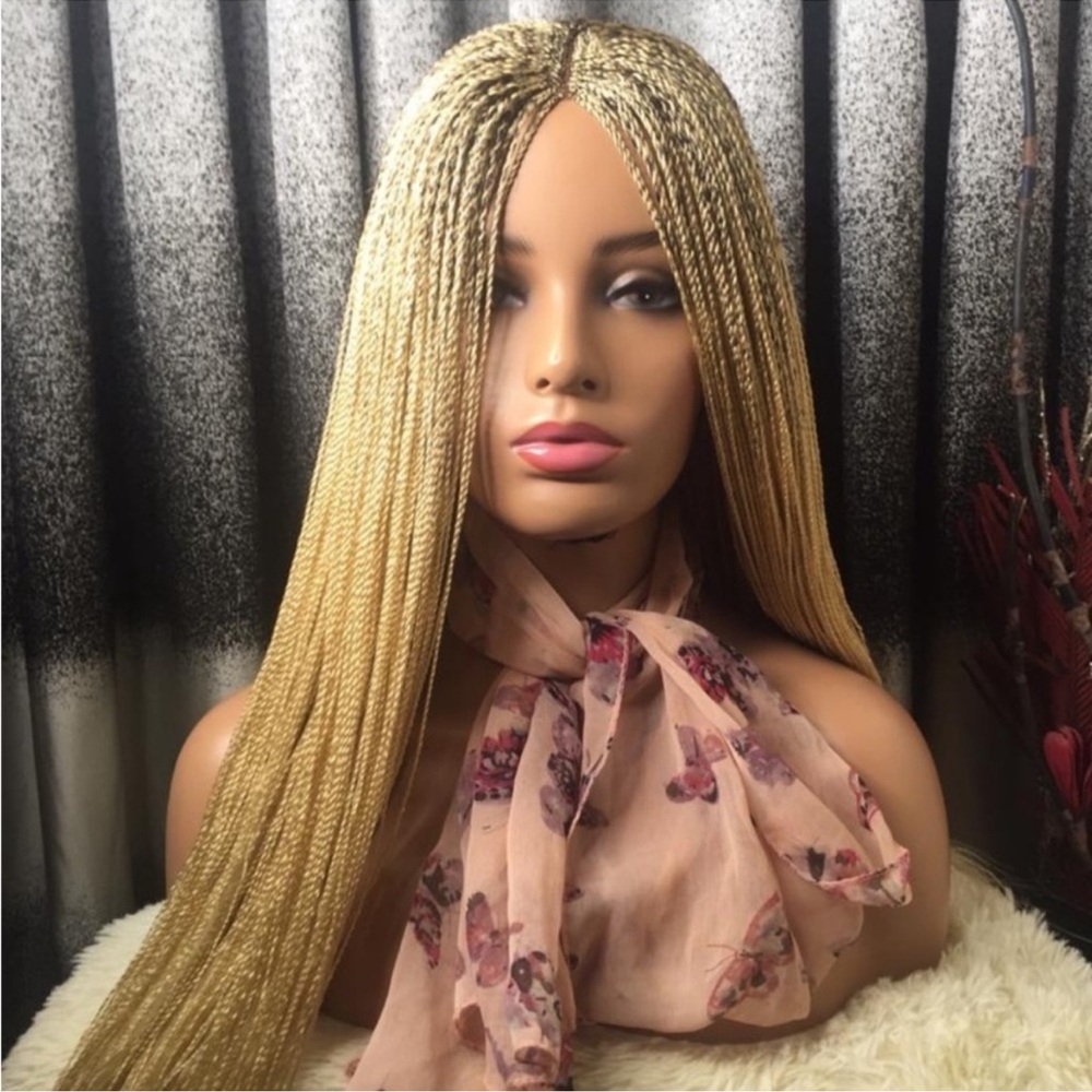 Braided blonde wig part human part synthetic hair New